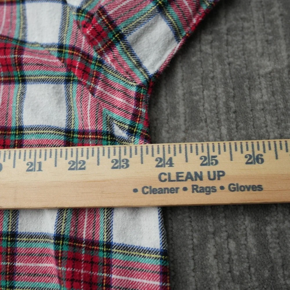 Disney Store Shirt Minnie Mouse Women Flannel Pajama Plaid‎ Button Up Red XL - Picture 8 of 11